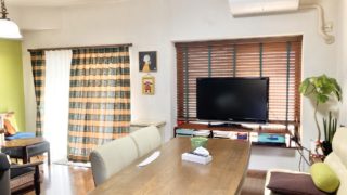 スペイン製のチェック柄ドレープカーテン納品！