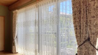 サクラ柄刺繍ドレープオーダーカーテン取り付け工事🌸